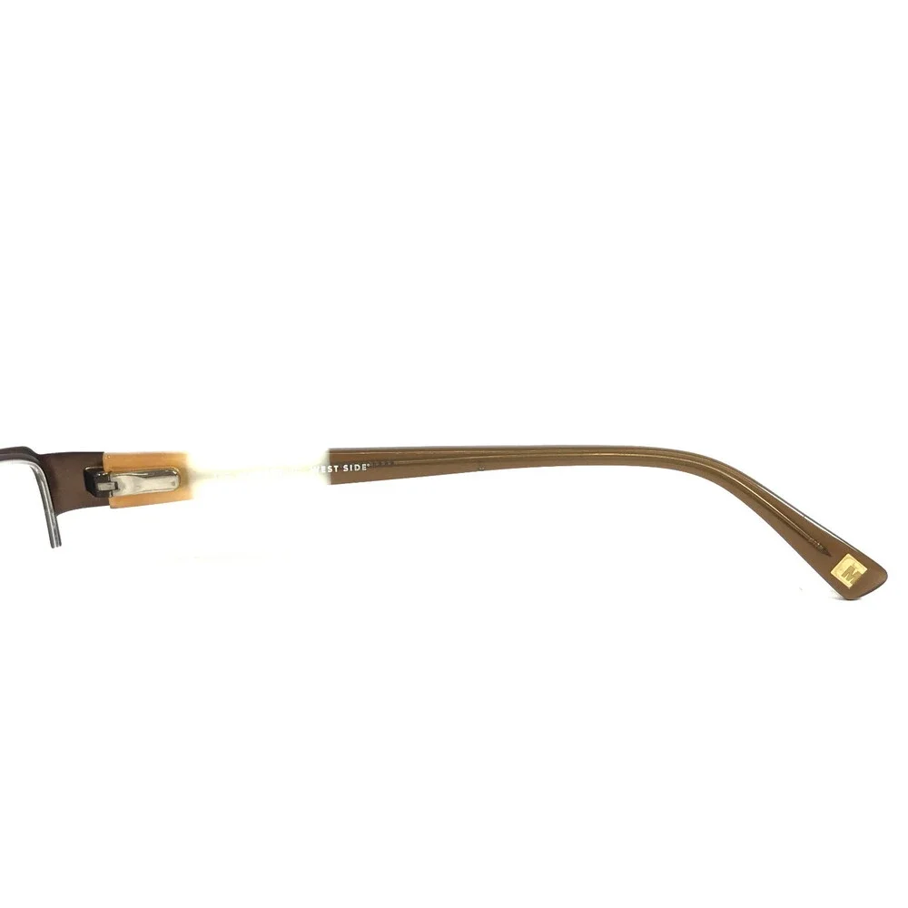 Marchon NYC Petite Eyeglasses Frames PLAZA 210 Brown White Half Rim 50-17-135